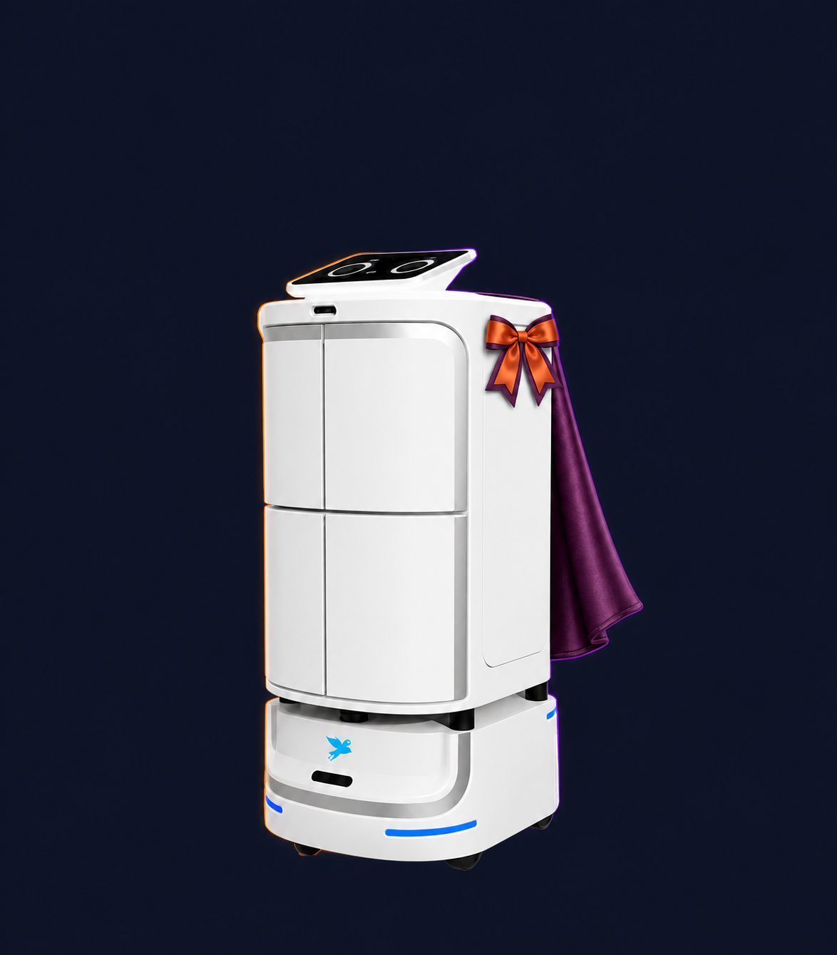 Panda Hotel High-End Delivery Robot with decorative Halloween styling. Costume not included.